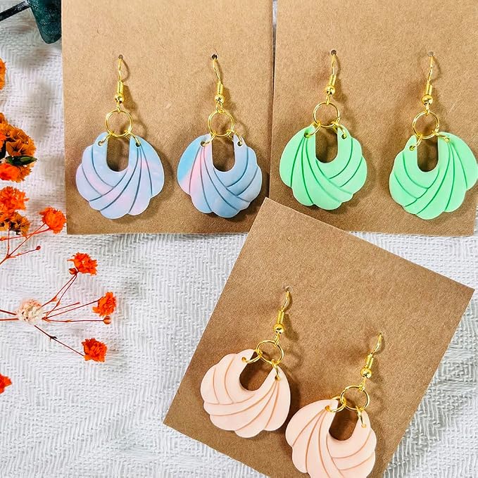 Xaekicr Polymer Clay Cutters – 2PCS Shell Swirl & Abstract Arch Clay Cutters for Polymer Clay Jewelry, Clay Tools and Earring Cutters for DIY Crafts and Earring Kit