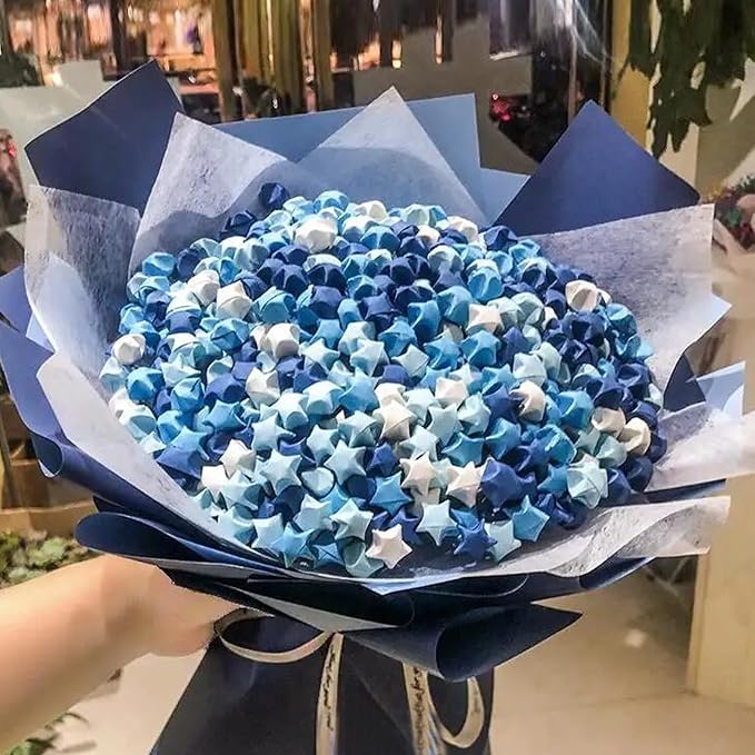 Star Folding Strip Blue Gradient Paper Star Decorative Paper Strip DIY Handicraft (1350 pieces)