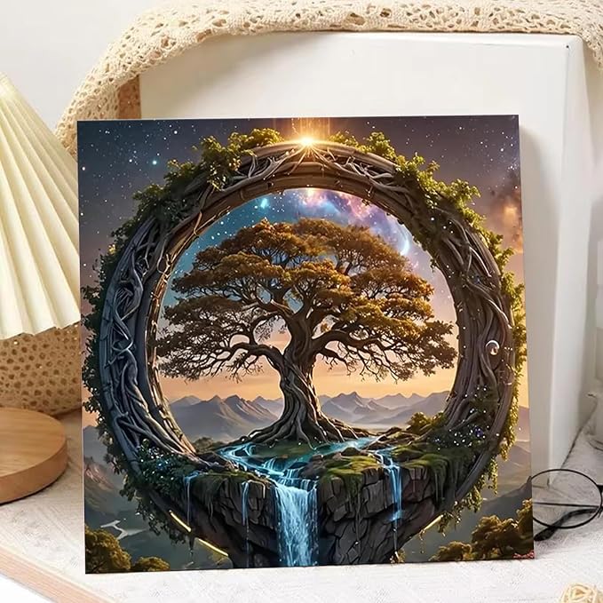 Tree of Life Paint by Number, Paint by Numbers Kit for Adults 10x10 Inch | Framed Paint by Numbers Kit for Adults Beginner with Easel, Acrylic Painting by Numbers, DIY Crafts for Gifts or Home Decor