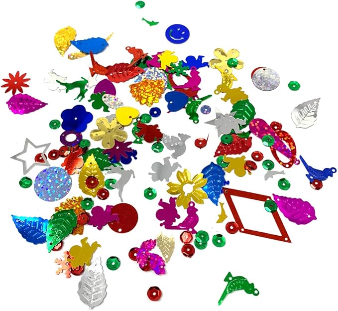 LEEFONE Sequins and Spangles Craft Supplies for DIY, Creative Color Beads Sequins Greeting Card Decoration Gold Foil Iron Slices for Wedding Christmas Clothes Jewelry (Assorted)