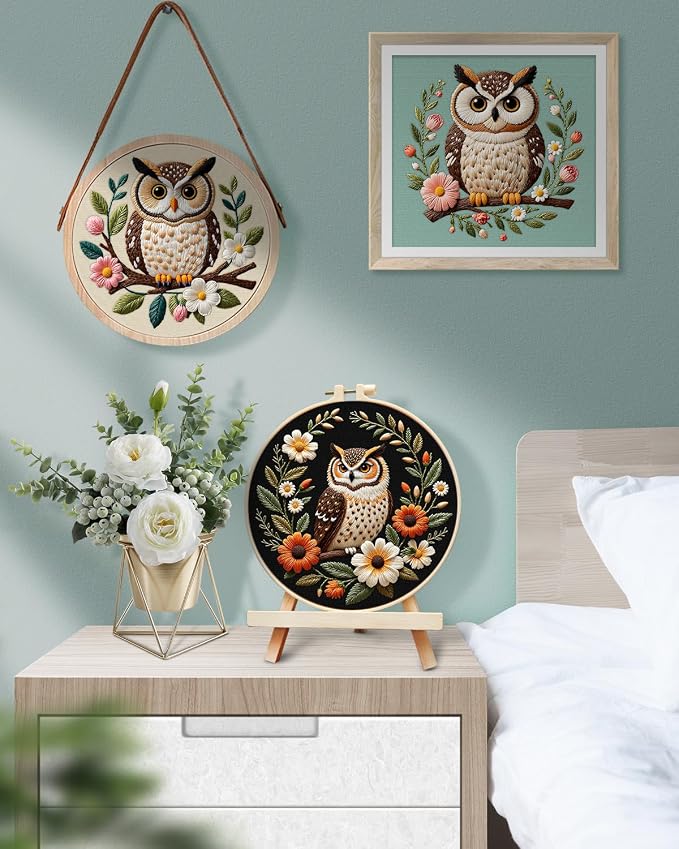 TINDTOP 5 Pack Embroidery Kit for Adult, Embroidery DIY Starter Kit, with Stamped Patterns, Hoop, Tools, Colorful Threads with Needles, Instructions | with Stamped Patterns, Hoop, Tools, Colorful Threads with Needles, Instructions