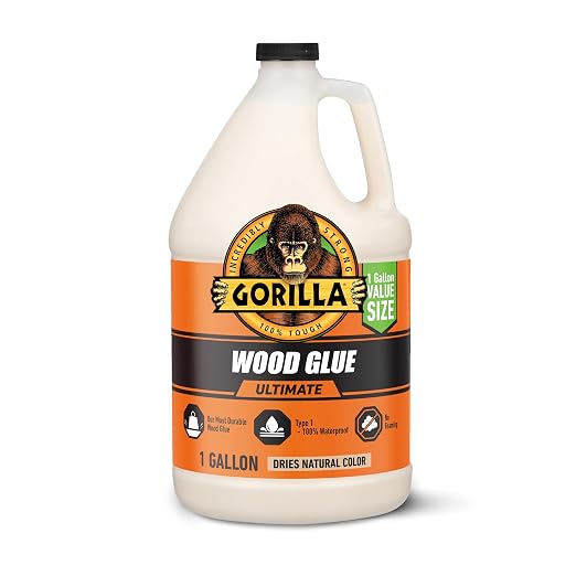 Gorilla Wood Glue Ultimate, Natural Color, 1 Gal Bottle, Waterproof