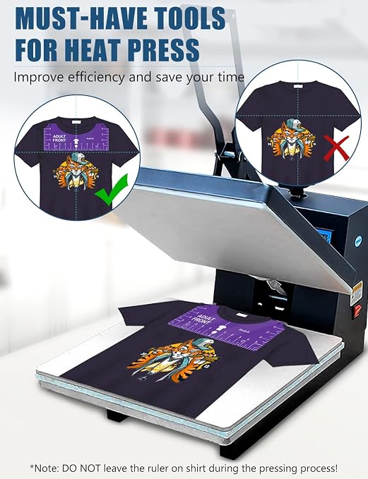 Vowlove T-Shirt Alignment Ruler for Shirt Design Placement and Heat Press | Front and Back Placement Guide for Cricut Accessories, Iron-On Vinyl, Dtf Transfers Ready to Press and Sublimation Printers