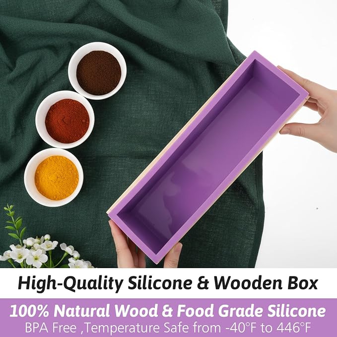 Loaf Soap Making Cutting Kit,Bamboo Cutting Box,Soaps, 48oz Silicone Molds