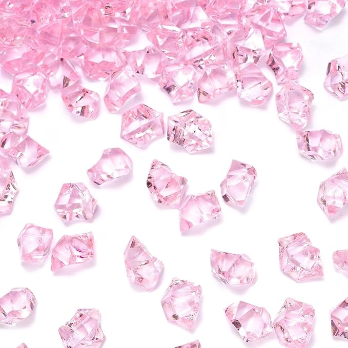 DomeStar 150 PCS Pink Fake Ice Rocks, Vase Fillers for Home