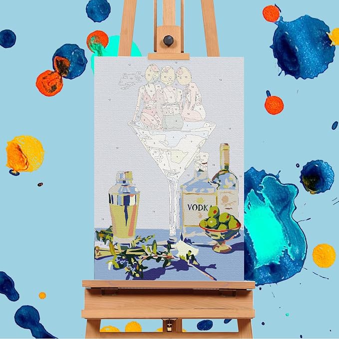 Offito 6 Pack Paint by Numbers Kit for Adults, Funny Cocktail, 8x12 Inch | Acrylic Drink Number Painting Set, DIY Canvas Art Craft Kit for Beginners, Home Wall Decor, Stress Relief Relaxing Hobby Gift