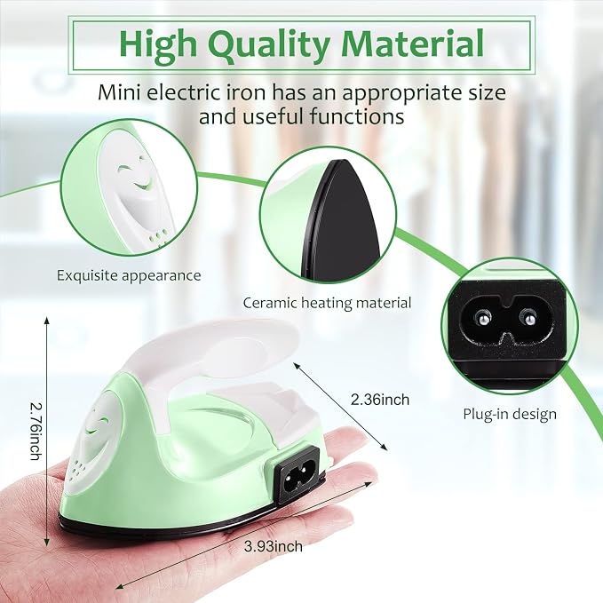 Honoson Mini Craft Iron with Charging Base Tiny,Light Green