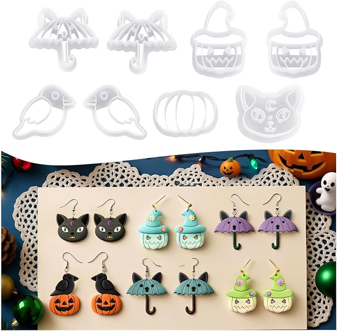 8 Pack Halloween Horror Atmosphere Polymer Clay Cutters