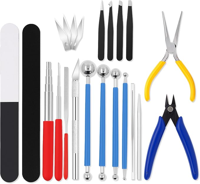 Mandala Crafts 23 PC Model Building Hobby Tools Kit for Plastic Miniatures | Pliers, Clipper, Knife, Bending, Winding, Twisting Rod for Plastic, Mecha, Scale Kits, Aircraft, Tanks, Ships, Cars, Metal