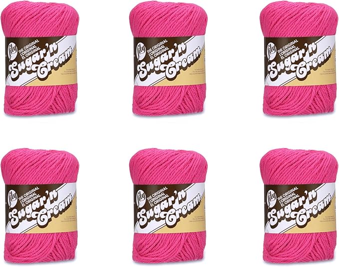 Lily Sugar'n Cream Cotton Yarn for Dishcloths Pink 6-Pack