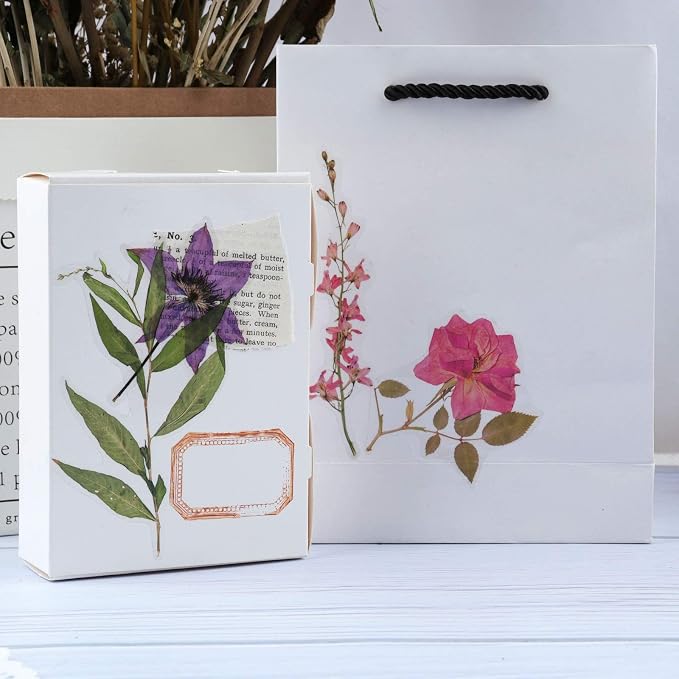 160pcs Transparent Floral & Plant Stickers for Scrapbooking