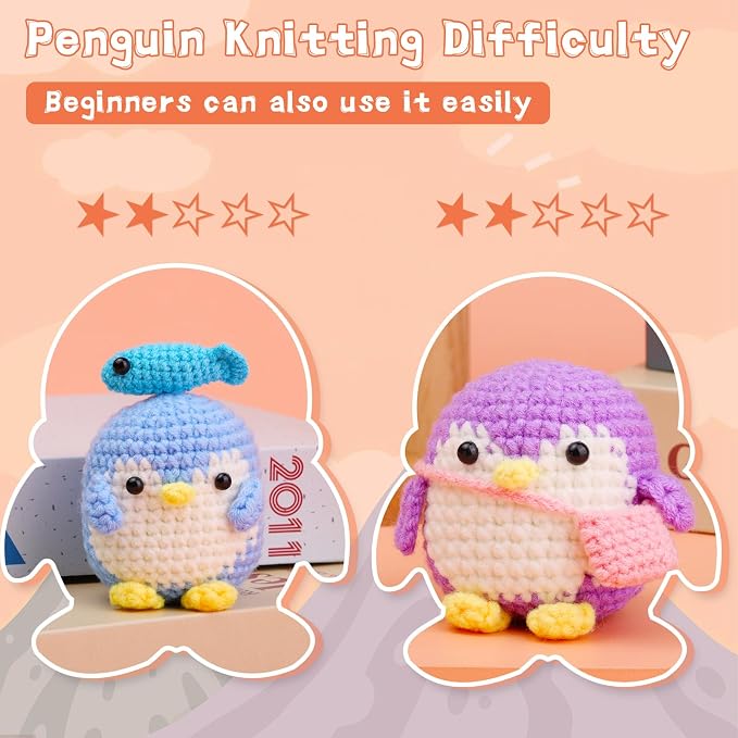 IMZAY 2 Pack Crochet Kit for Beginners Crochet Animals Kit