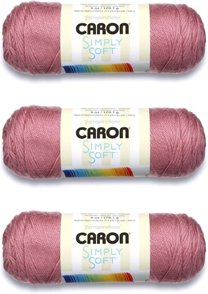 Caron Simply Soft Yarn for Crocheting & Knitting, Plum Wine, 3-Pack | #4 Worsted Medium, Soft 100% Acrylic Yarn for Crochet, Knitting, Blankets and Crafts, 315 Yards, 170.1g/6oz per skein