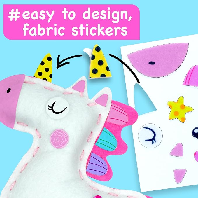EZCRA Unicorn Sewing Kit for Kids Ages 4-8 - 4 Beginner Projects