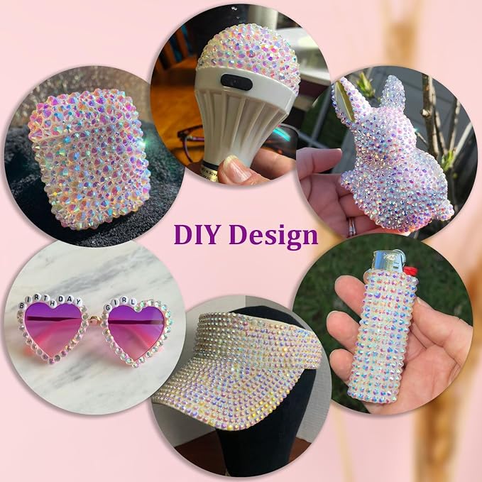 30000Pcs Resin Rhinestones for Bedazzling with Tweezers, Transparent AB Rhinestones for Crafting with 3Pcs 10ml B7000 Jewelry Glue for DIY Crafts Clothing Tumblers Shoes Fabric Nail Art