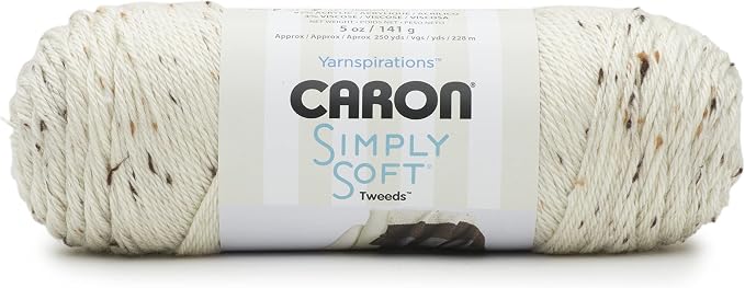 Caron Simply Soft Tweeds Yarn for Crocheting, Off White, 3-Pack