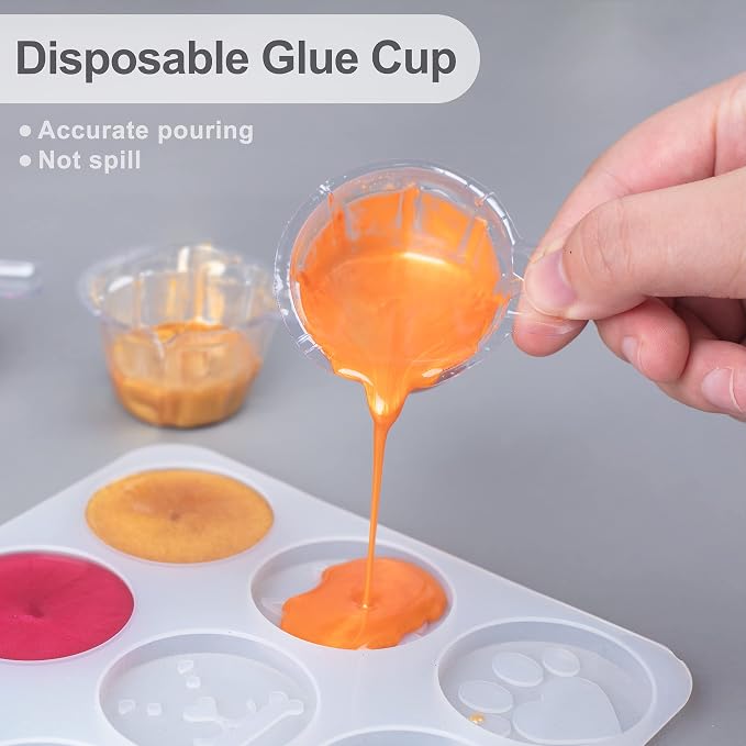 LET'S RESIN 30 ml Epoxy Mixing Cups, 200-Pack, with 50 Wooden Sticks | Disposable 30ml Measuring Cups and Wooden Stirring Sticks Support Paint Mixing, Resin Crafts and Jewelry Making