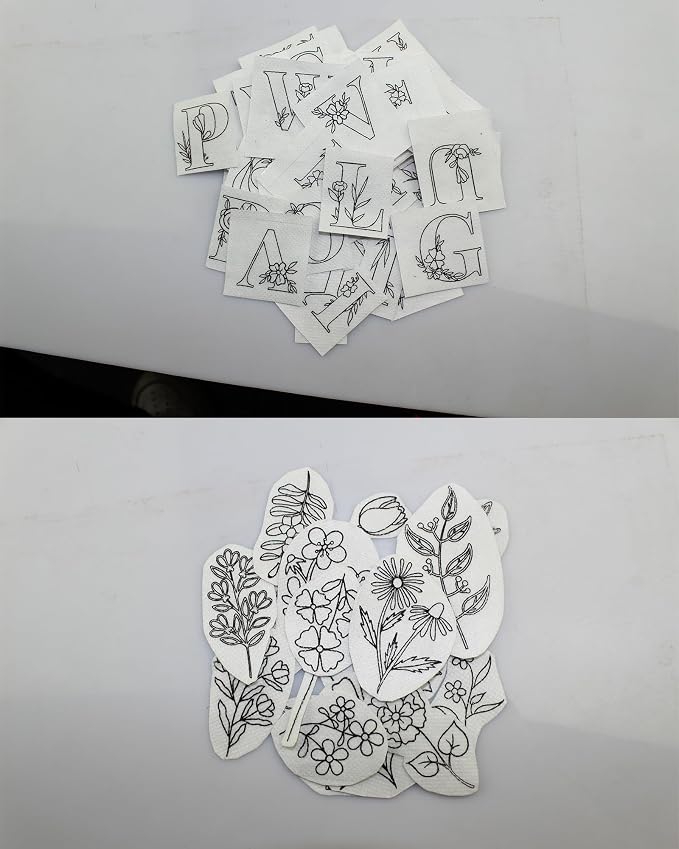 102pcs Water Soluble Hand Sewing Stabilizers，Embroidery Stick and Stitch Embroidery Paper Wash Away Stabilizers，for Embroidery Stabilizers Flower Patterns，for Hand Sewing Lover Beginners.letter&Flower