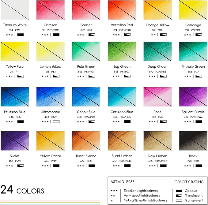 MEEDEN Watercolor Paint Tubes Set: 24 x 12ml (0.4 oz) Colors Painting Set