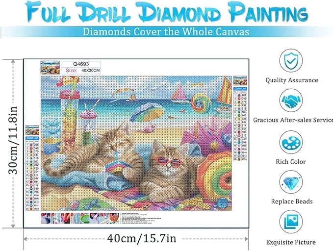 DOTSOPS 4 Pack Cat Diamond Painting Kits for Adults Art Painting Kit | Crafts DIY Round Full Drill Painting,Gem Art for Beginner,Home Wall Decor Gift 11.8 x 15.7 Inches