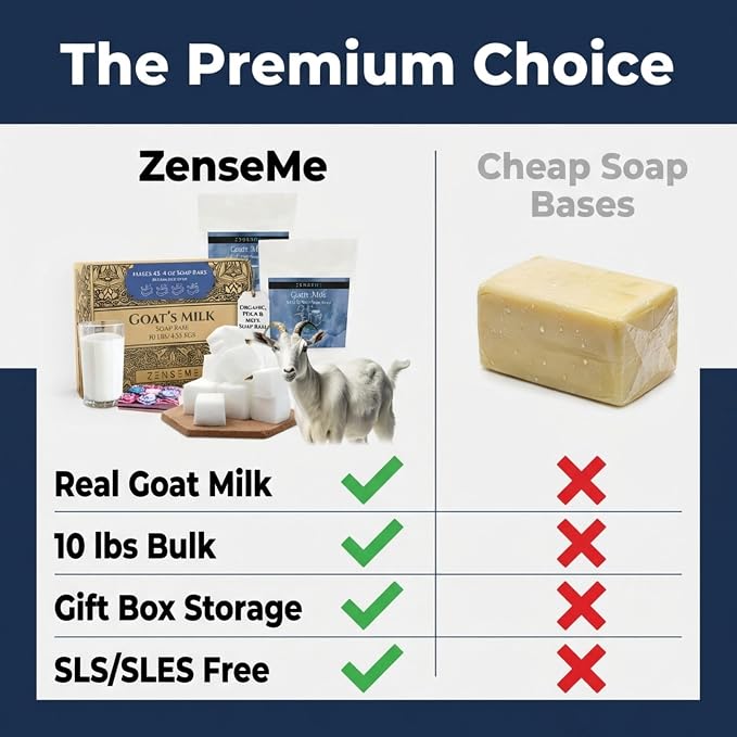 10 LBS Goats Milk Soap Base, Melt and Pour Supplies Kit for Soap Making | SLS/SLES & PEG free | Gentle & Foamy Ingredients | Make Your Own Bulk For Adult Soapmaker - Easy to Cut
