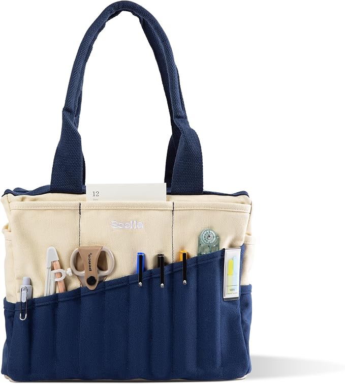 Soolla Studio Bag: Art Supply Storage Organizer & Pottery Tool Bag, Washable Tote, Yarn Bag, Crochet, 30 Pockets, 15+ Colors