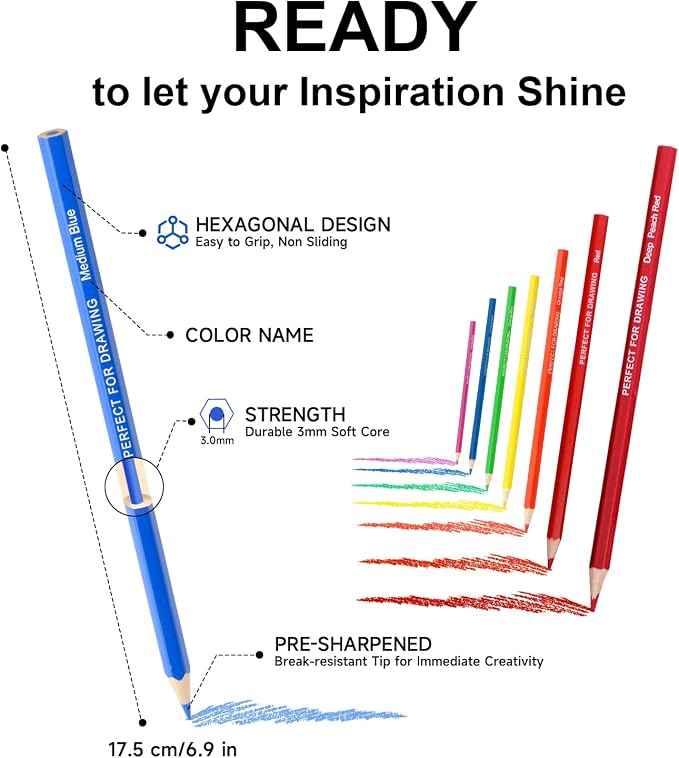 96 Colored Pencils for Adult Coloring Books, Drawing Coloring Pencils for kids, Soft Core Colored Pencil with Sharpener for Coloring, Drawing, Sketching