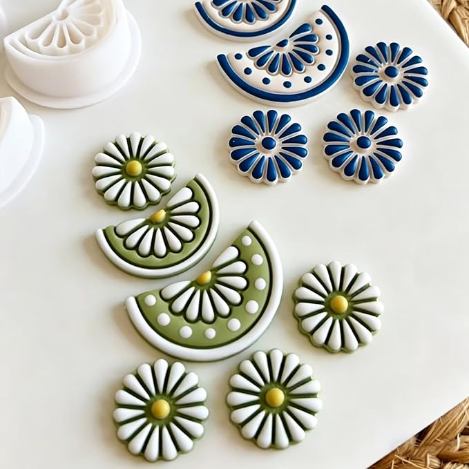 13 Pcs Floral & Leaf Polymer Clay Cutters Set - Daisy, Sunflower & Leaf Imprint Cutters for Polymer Clay Jewelry Making, Fit Summer & Valentine's Day Gift for Friends, Sisters & Wives
