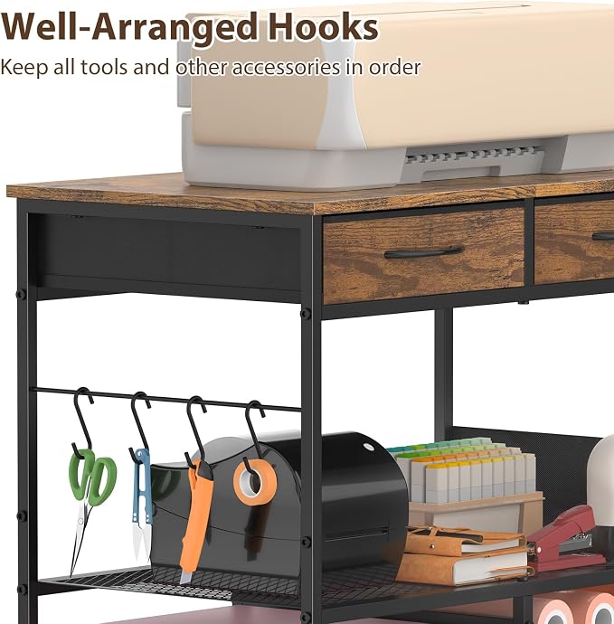 Mobile Craft Cart with Vinyl Roll Holder, Crafting Table Accessories Holder