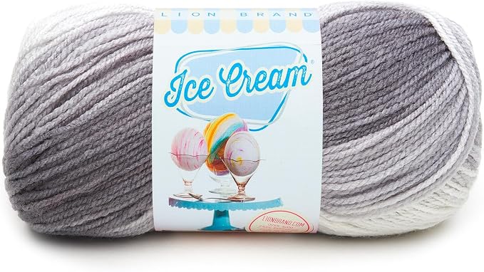 Lion Brand Yarn (1 Skein) Ice Cream Baby Yarn, Cookies & Cream Baby