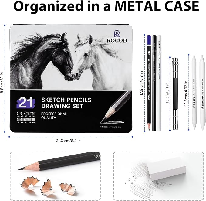 Sketch Pencils Sketching Pencils for Drawing Pencils for Artists Adult, 21 Art Graphite Pencil 8B to 4H