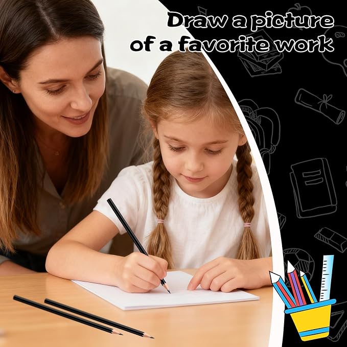 36 Pack Black Colored Pencils for Kids, Pre-sharpened Art Pencils Back to School Supplies Set, Drawing Sketching Pencils for Students, Teachers, Classroom