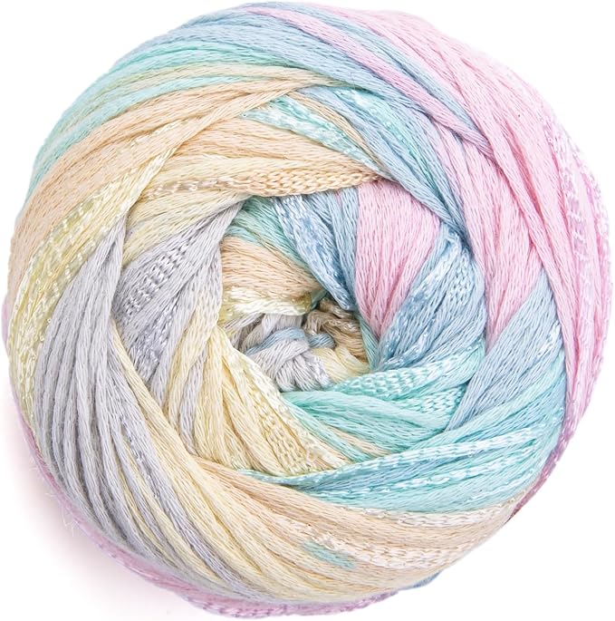 YarnArt Symphony Dream Cotton Yarn -%80 Cotton%20 Viscose Rainbow Multicolor Crochet Knitting Yarn - Suitable for All Blouses, Dresses, Shawls, Bags, Hats - 273 Yards, 3.52 Oz (1 Skein) (3108)