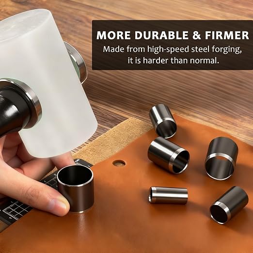 Leather Circle Cutter Tool Set, 12 Pieces Small Circle Punch Tools 2/4/6/8/10/12/14/16/18/20/22/24mm, High Carbon Steel Round Cutting Dies - Leather Hole Punch Tool Kit for DIY Leathercrafts