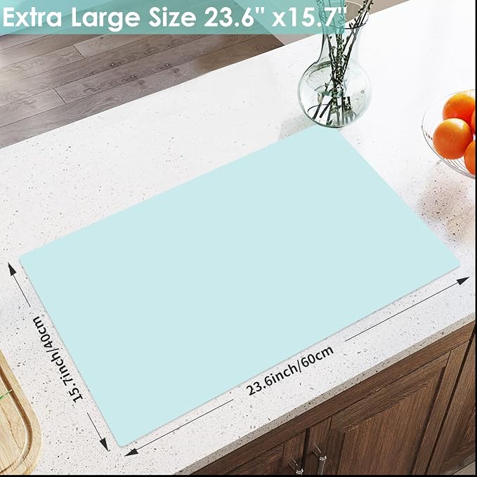Extra Large Silicone Craft Mat for Kids, Mint Green Silicone Sheet for Crafts, Kitchen Non-Stick Baking Mat, Heat Resistant Countertop Protector Mat, Waterproof Placemat, Multipurpose Mat 24''x16''