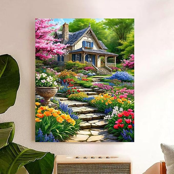 Arttoplus Landscape Paint by Numbers Kit for Adults Beginner 16x20 inch | Garden Paint by Numbers Kits for Adults Canvas, Landscape Adult Painting by Number for Gift Home Wall Decor (Without Frame)