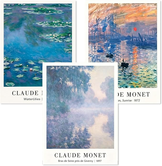 3 Pack Monet Paint by Numbers Kit for Adults Beginner (Without Frame)