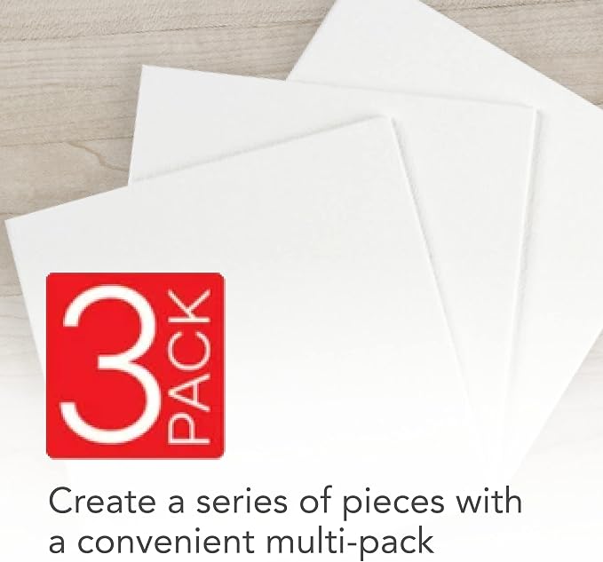 Daler-Rowney Simply Canvas Panel, 8x10 inches, 3 Pack - Artist Canvas for Oil, Acrylic, Pouring & Mixed Media - 100% Cotton, Triple Primed