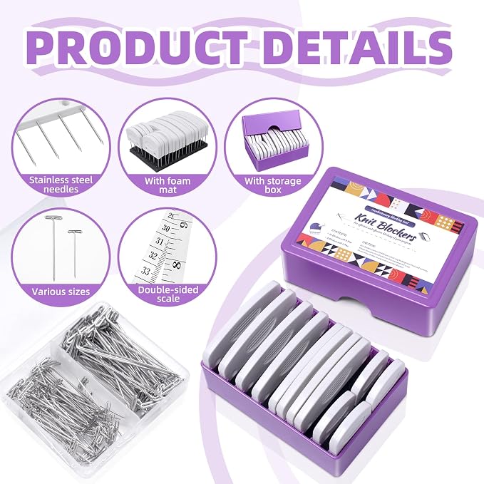 130 Pcs Knit Blockers Kits, Blocking Knit Combs Pins Set for Knitting