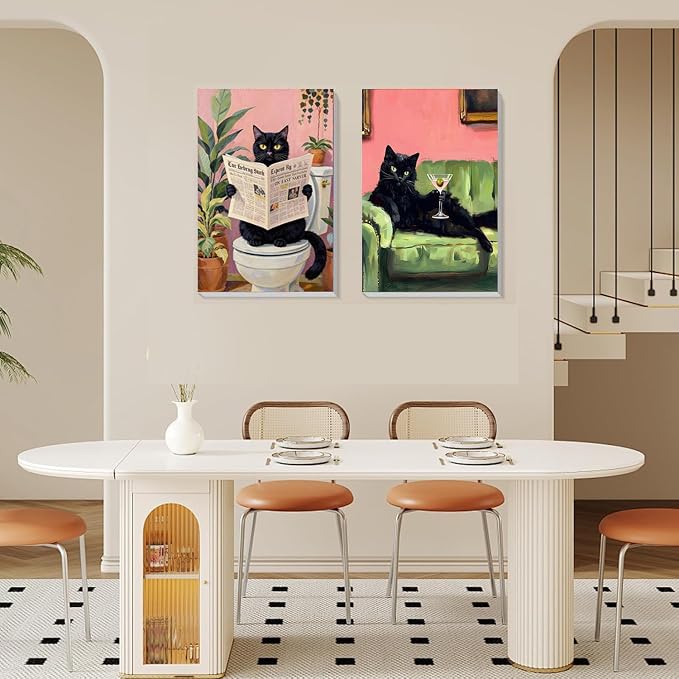 2 Pack Black Cat Framed Paint by Numbers Kit for Adults Beginner 8x12 inch | Black Cat Adult Paint by Number Kits on Canvas with Wooden Easel, Easy Acrylic Oil Painting Kits for Adults for Home Decor