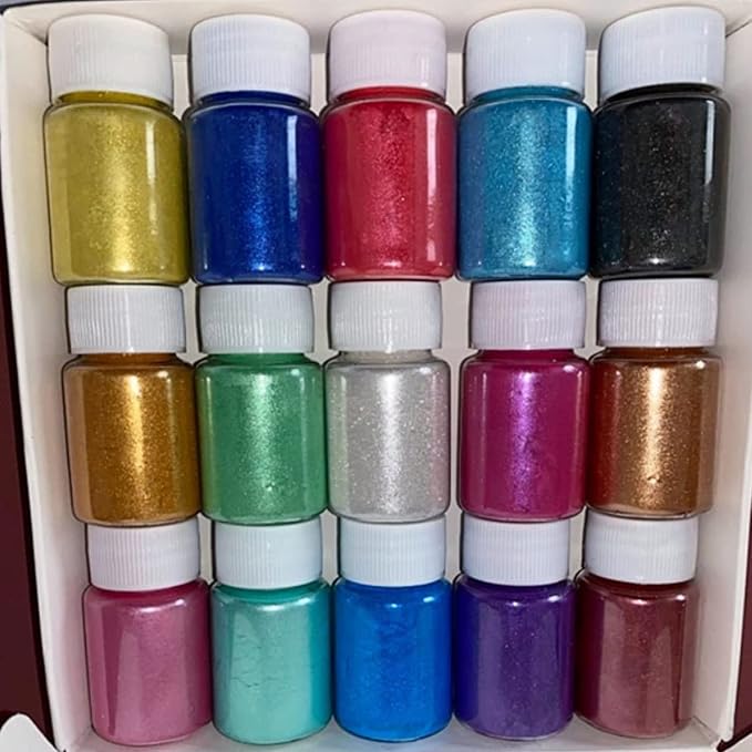 SEISSO Mica Powder, 15 Colors for Resin, Soap Making, Candles and Slime Dye