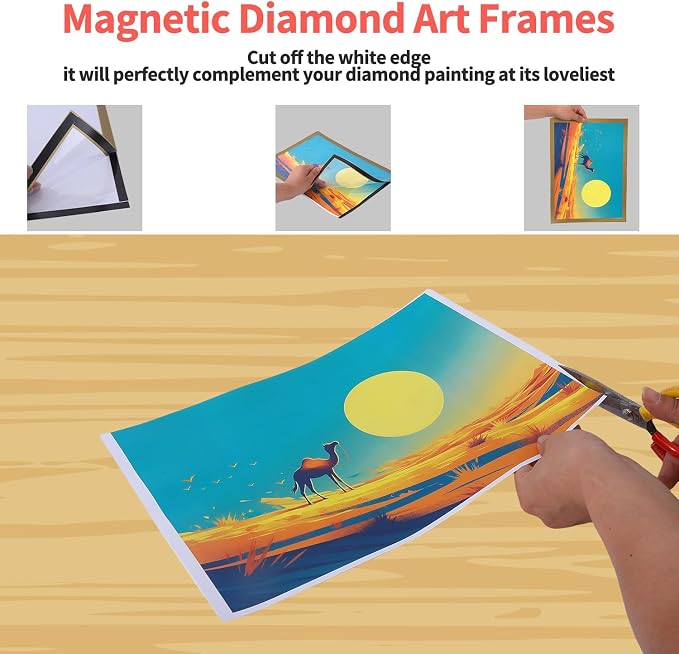 Diamond Art Frame 12x16 Inch - Diamond Frames 30x40 cm Painting Suitable for 10x14inch Picture, Diamond Frame Magnetic Self-Adhesive,Suitabble Frames Painting for Wall Window Door - 12 Pack (Gold)