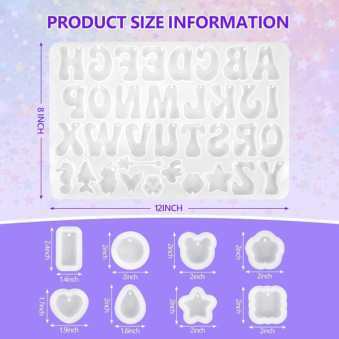 KISREL 18OZ Epoxy Resin Kit, Resin Kit with Alphabet Molds and Supplies | Epoxy Resin with Silicone Alphabet Molds and Jewelry Making kits for Keychains,Craft Decorations