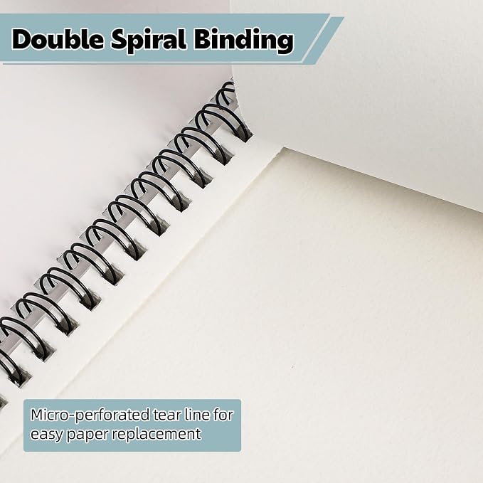 4 Pack Sketch Book, 5.5 × 8.5 in, Spiral Bound, 30 Sheets, Acid Free | 100gsm 68lb Paper, Hardcover with Rigid Backboard, Lay-Flat Top Spiral, for Sketching, Drawing, Journaling, Travel