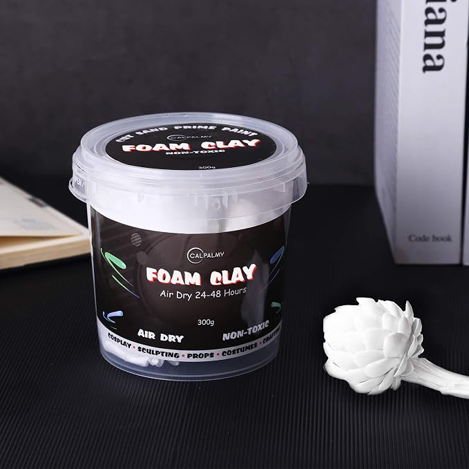 Moldable Cosplay Foam Clay (White) – High Density and Hiqh Quality for Intricate Designs | Air Dries to Perfection for Cutting with a Knife or Rotary Tool, Sanding or Shaping (Pack of 3)