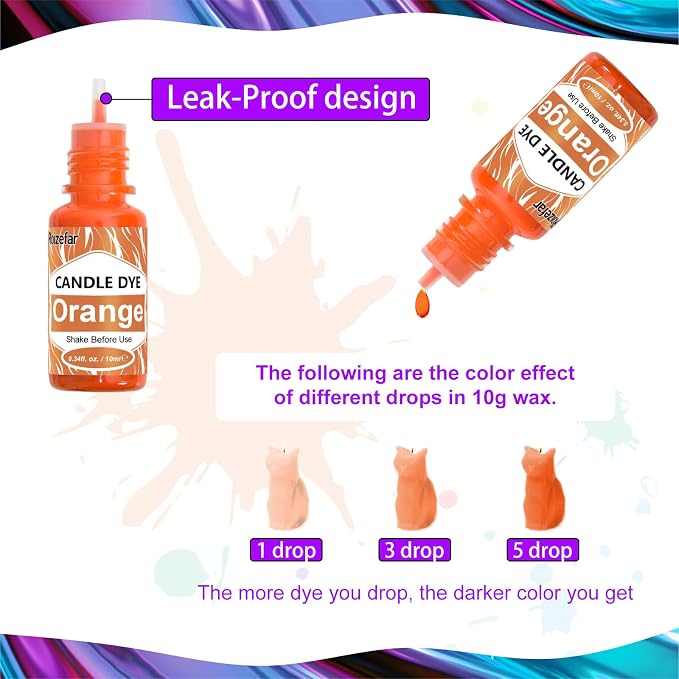 Roizefar Liquid Candle Dye - 21 Colors, 0.34 fl oz Each