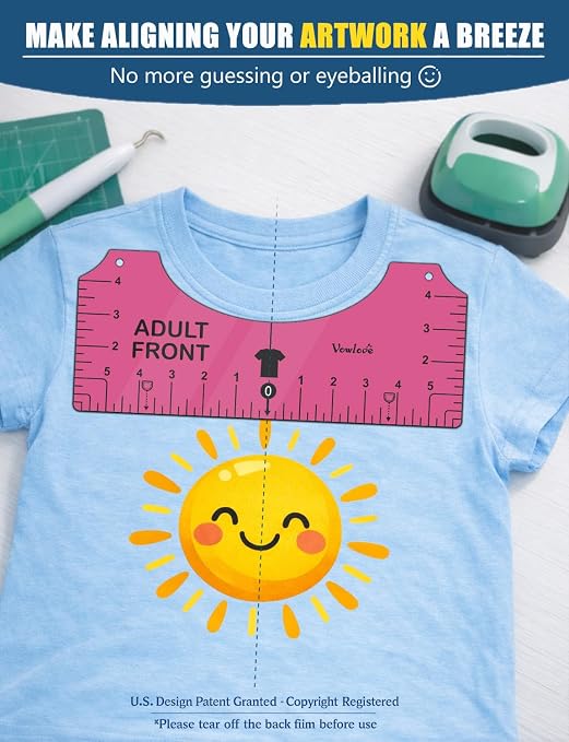 Vowlove Shirt Ruler for Heat Press, T-Shirt Design Alignment Tool | Speed up Repeat Orders and Reduce Placement Mistakes for Custom Apparel Shops, Crafters and Small Businesses