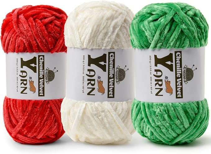 Chenille Crochet Multi-Color Sets Yarn 3 Pack