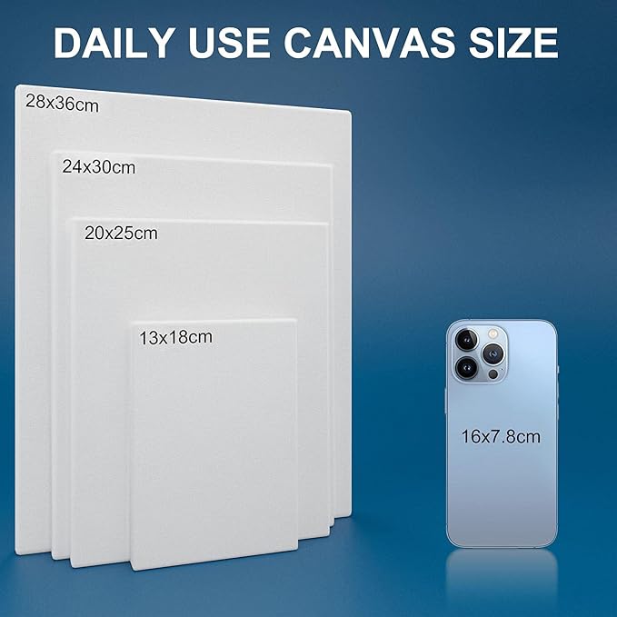 Artkey Canvases for Painting 6 x 18 Inch 8 - Pack, 5/8" Profile Stretched Canvas - 10 oz Triple Primed, 100% Cotton White Blank Canvas - Art Paint Canvases for Acrylic Oil Paint
