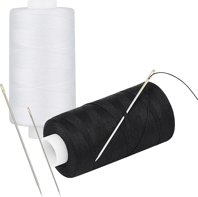 All Purpose Thread Polyester 6 Black, 400 Yards Each with 16 Needles for Hand Sewing, and Thread for Quilting Piecing Sewing Machines